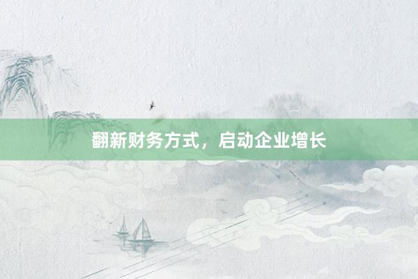 翻新财务方式，启动企业增长